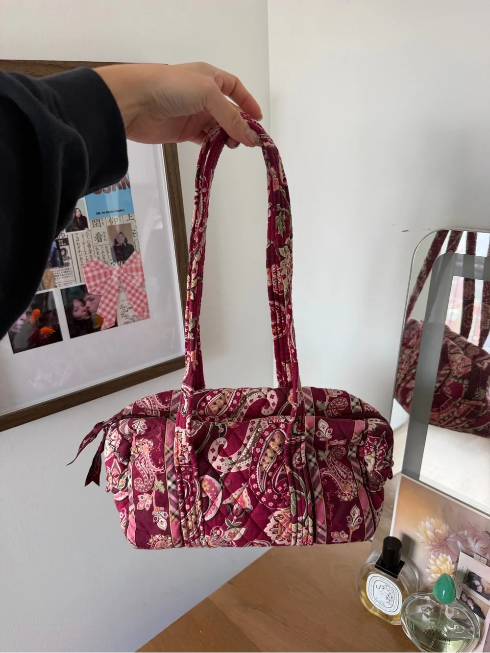 Vera Bradley Piccadilly Plum Mini Duffle Quilted Paisley Shoulder Bag